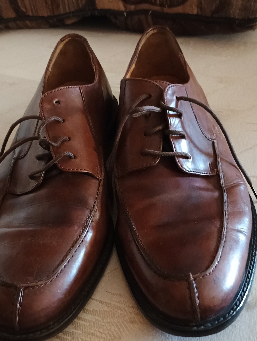Johnston & Murphy Men's Brown Leather Lace-Up Oxfords (244)
